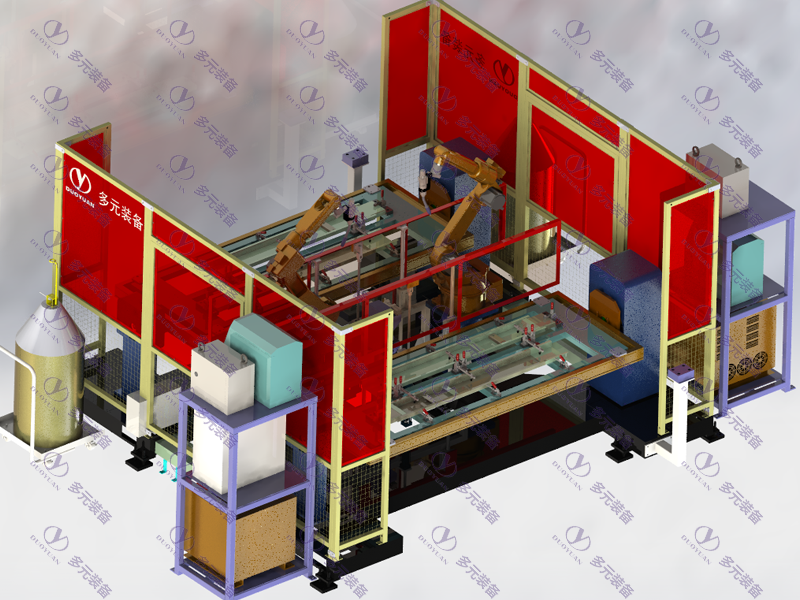 Metal furniture industry: column welding workstation